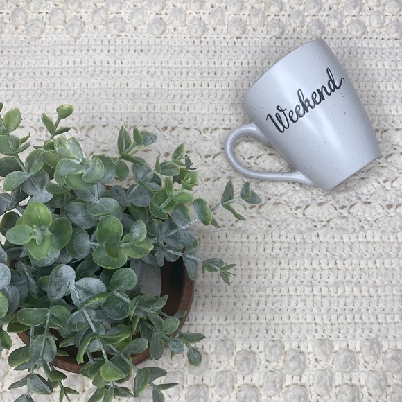 BELLE MAISON Cursive “WEEKEND” Coffee Tea Cup Mug - Picture 6 of 6